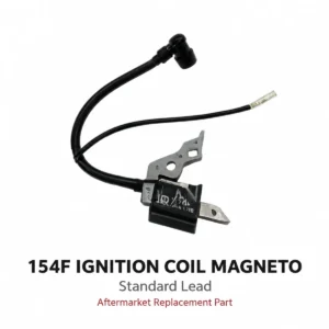 Replacement ignition coil for 154F type gasoline engines. This standard lead version is intended for 154F type gasoline engine and generator applications. For wholesale, repair and OEM parts sourcing. Confirm mounting dimensions, lead length, connector and plug-cap style before ordering.