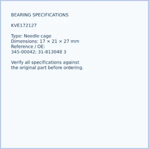 KVE172127 bearing dimensions 17 × 21 × 27 mm and reference number
