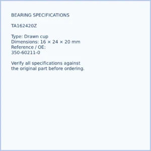 TA162420Z bearing dimensions 16 × 24 × 20 mm and reference number
