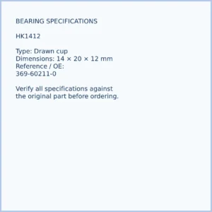 HK1412 bearing dimensions 14 × 20 × 12 mm and reference number