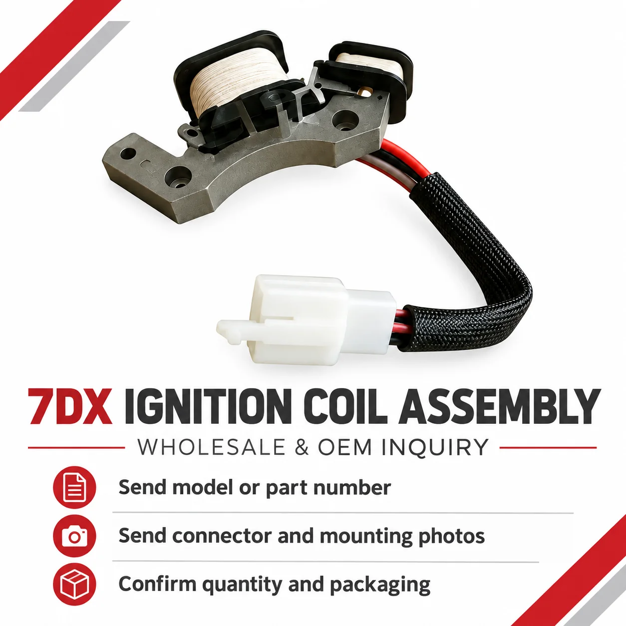 7dx-ignition-coil-assembly-with-connector-03-wholesale 7DX ignition coil assembly connector wiring and mounting check