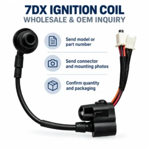 7DX ignition coil with spark plug cap replacement part front view