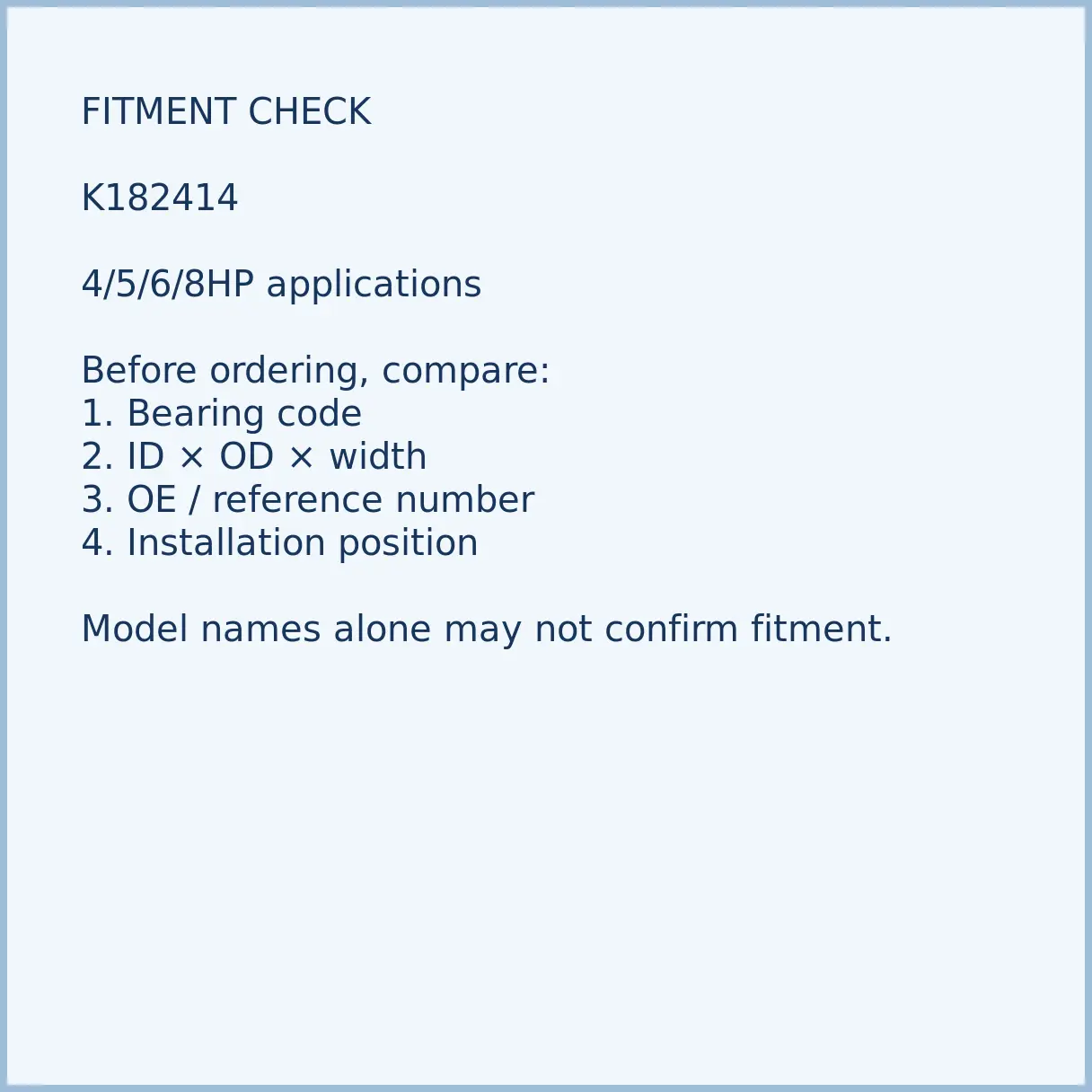 93310-418u1-k182414-outboard-needle-bearing-03-fitment K182414 bearing fitment and application check for outboard motor