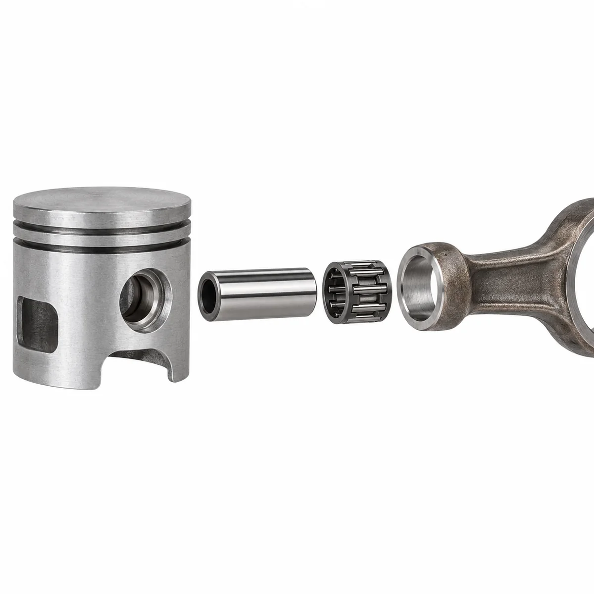 brush-cutter-piston-pin-bearing-installation Piston pin needle bearing installation in a brush cutter engine