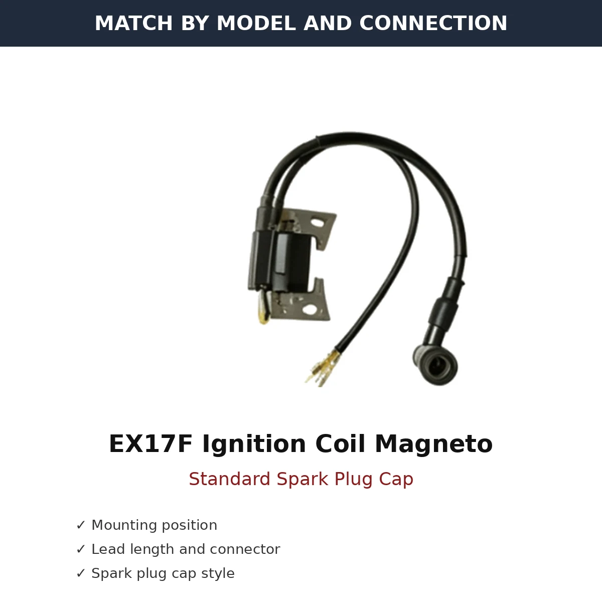 ex17f-ignition-coil-magneto-standard-spark-plug-cap-02-fitment EX17F Ignition Coil Magneto Standard Spark Plug Cap wholesale generator engine part
