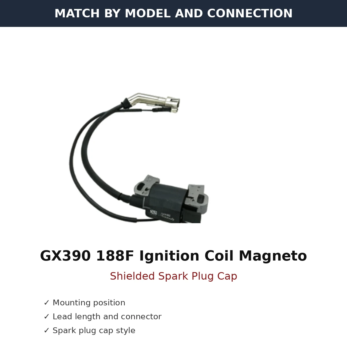 gx390-188f-ignition-coil-magneto-shielded-spark-plug-cap-02-fitment GX390 188F Ignition Coil Magneto Shielded Spark Plug Cap wholesale generator engine part