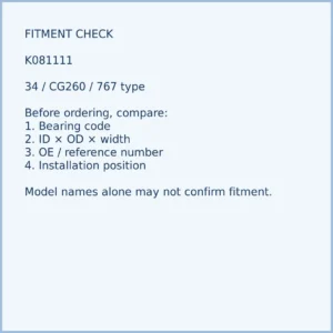 K081111 bearing fitment and application check for brush cutter