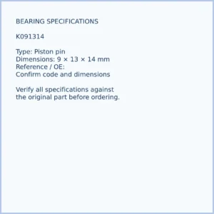 K091314 bearing dimensions 9 × 13 × 14 mm and reference number