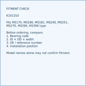 K101310 bearing fitment and application check for chainsaw