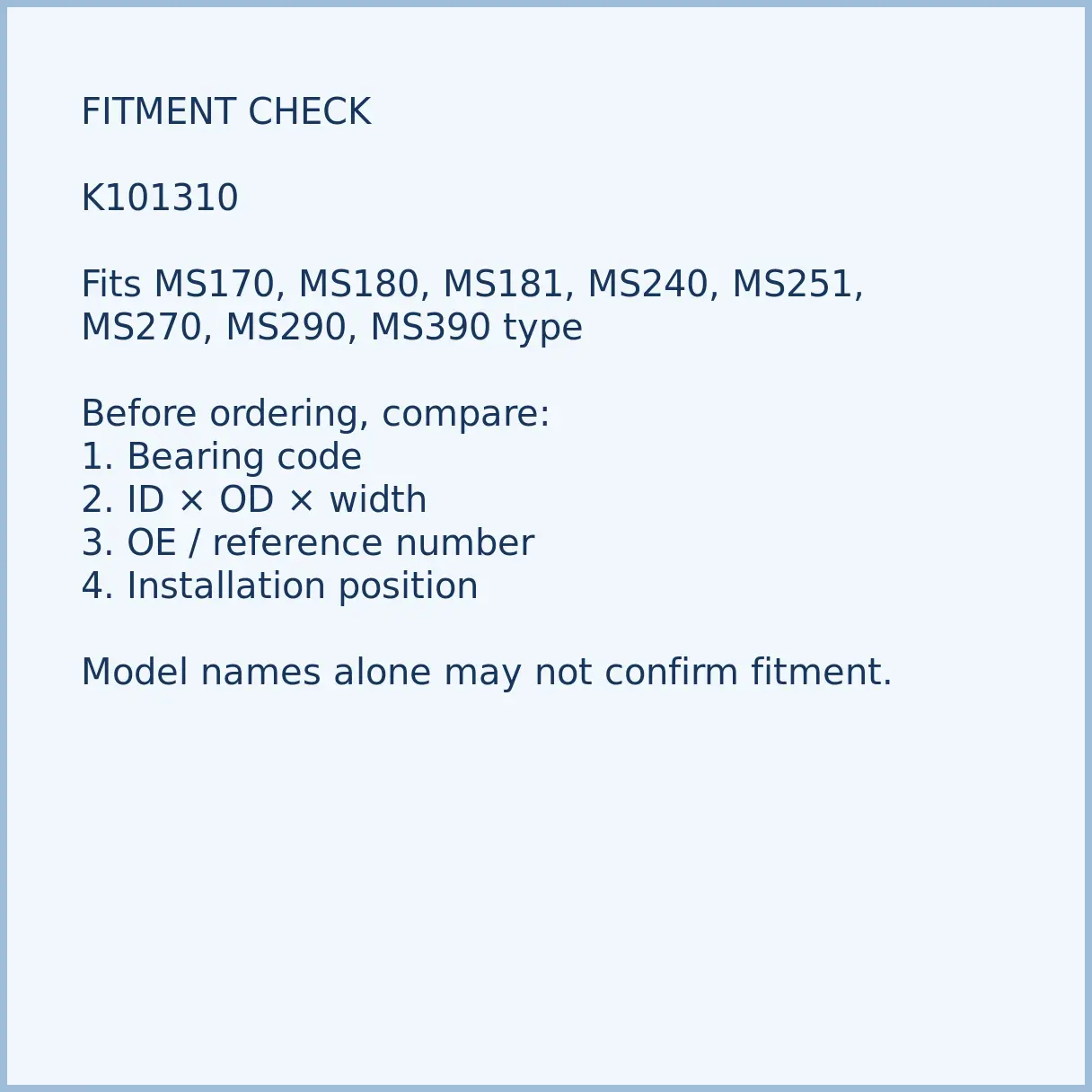 k101310-chainsaw-clutch-needle-bearing-03-fitment K101310 bearing fitment and application check for chainsaw