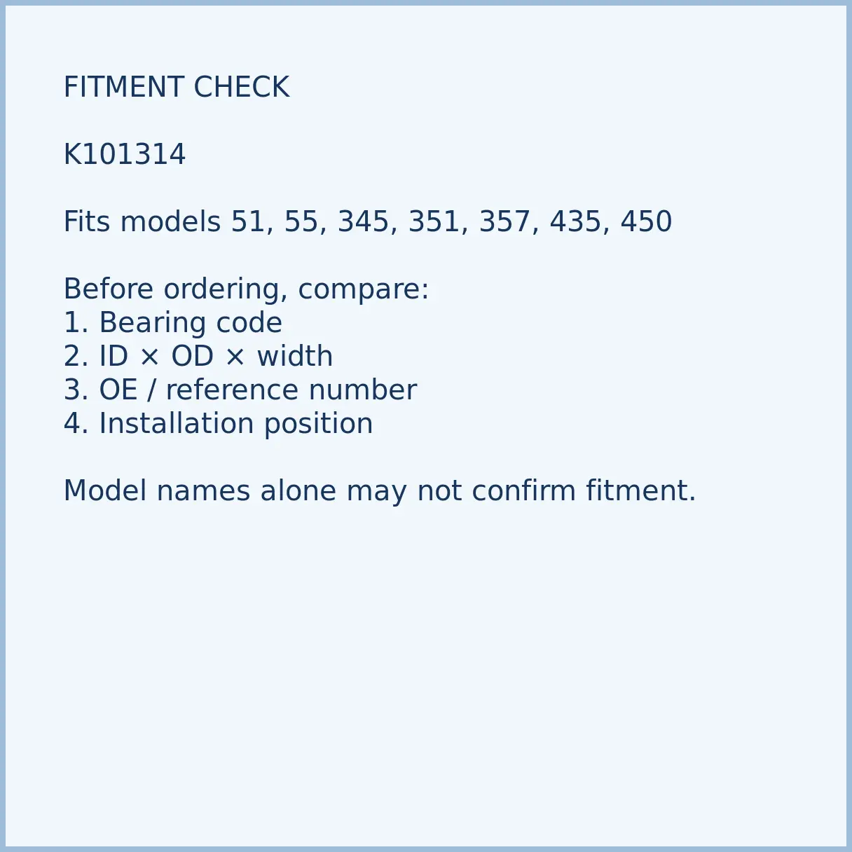 k101314-chainsaw-piston-pin-needle-bearing-03-fitment K101314 bearing fitment and application check for chainsaw