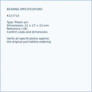 K121713 bearing dimensions 12 × 17 × 13 mm and reference number