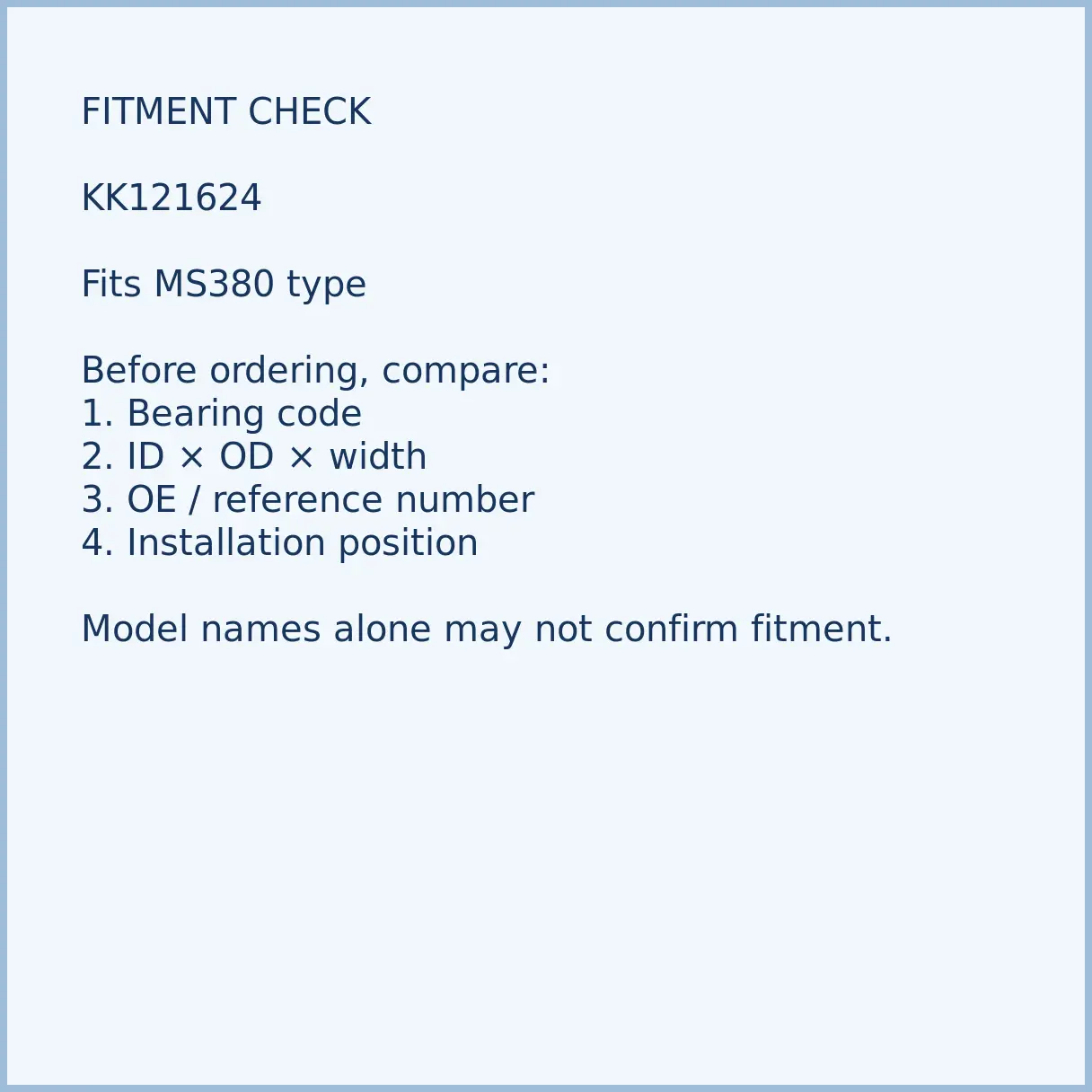 kk121624-chainsaw-clutch-needle-bearing-03-fitment KK121624 bearing fitment and application check for chainsaw