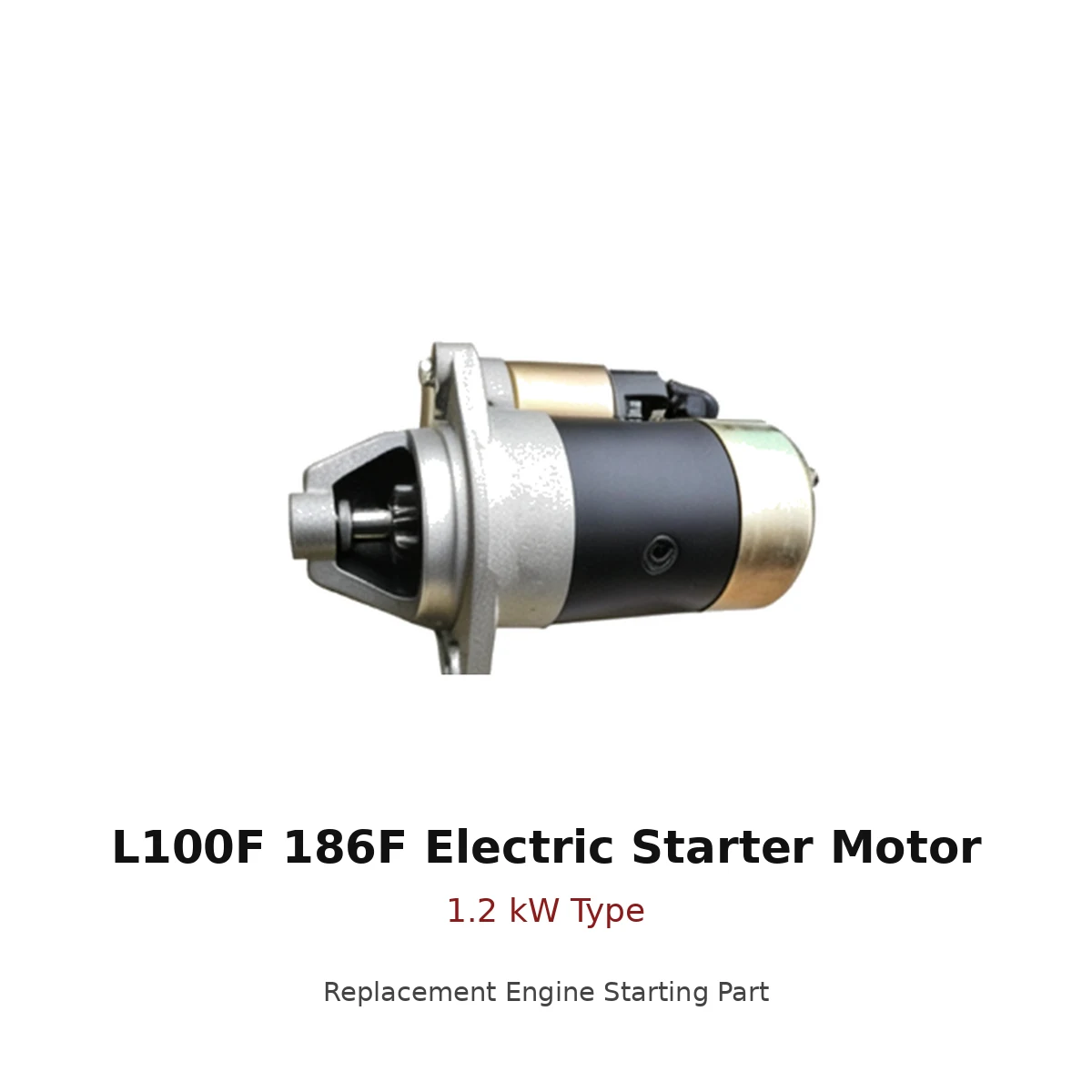 l100f-186f-electric-starter-motor-1-2-kw-type-01-main L100F 186F Electric Starter Motor 1.2 kW Type replacement engine part front view
